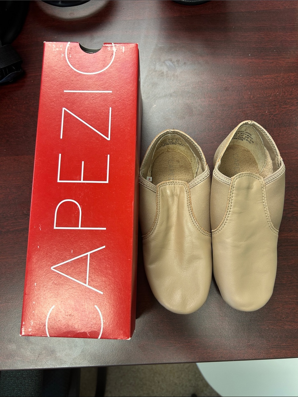 Capezio Tan Leather Slip-On Jazz Shoes